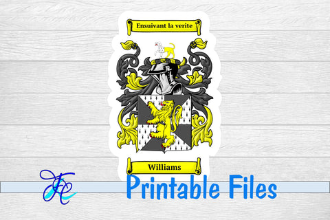 Williams Coat of Arms Sticker Sublimation Family Creations 