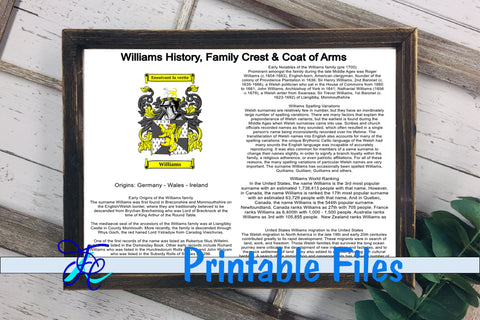 Williams History, Family Crest & Coat of Arms 3D Paper Family Creations 