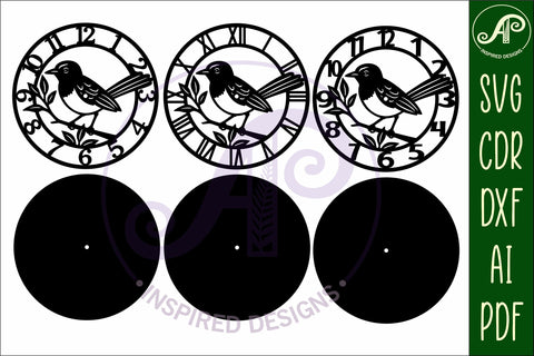 Willie wagtail Australian bird themed clock laser cut SVG APInspireddesigns 