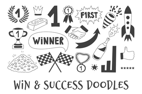 Win & Success Doodles PNG Clipart Sublimation Rin Green 