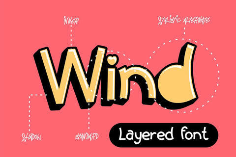 Wind Kids - Layered Display Font Font Mozzatype 