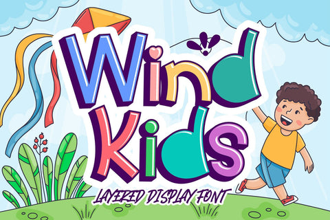Wind Kids - Layered Display Font Font Mozzatype 