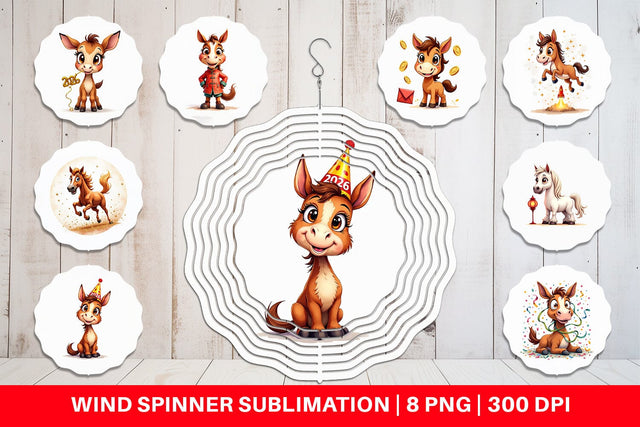 Wind Spinner 2026 Year of the Horse Watercolor Sublimation artnoy 