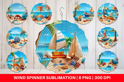 Wind Spinner 3D Beach Summer Sublimation artnoy 