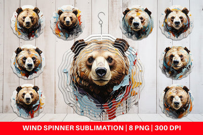 Wind Spinner 3D Bear Painting Sublimation artnoy 