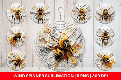 Wind Spinner 3D Bee Painting Sublimation artnoy 