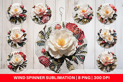 Wind Spinner 3D Camellia Flower Sublimation artnoy 