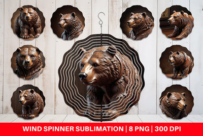 Wind Spinner 3D Carved Bear Sublimation artnoy 