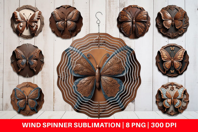 Wind Spinner 3D Carved Butterfly Sublimation artnoy 