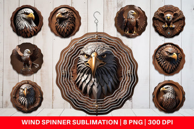 Wind Spinner 3D Carved Eagle Sublimation artnoy 
