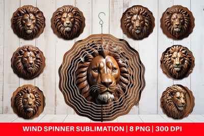 Wind Spinner 3D Carved Lion Sublimation artnoy 