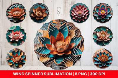 Wind Spinner 3D Carved Lotus Sublimation artnoy 