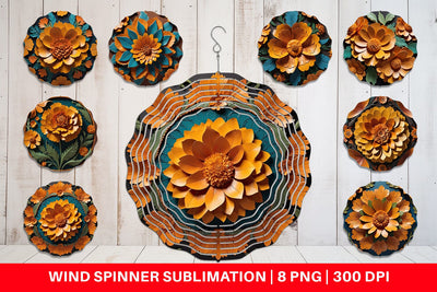 Wind Spinner 3D Carved Marigold Sublimation artnoy 