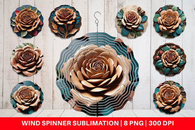 Wind Spinner 3D Carved Rose Sublimation artnoy 