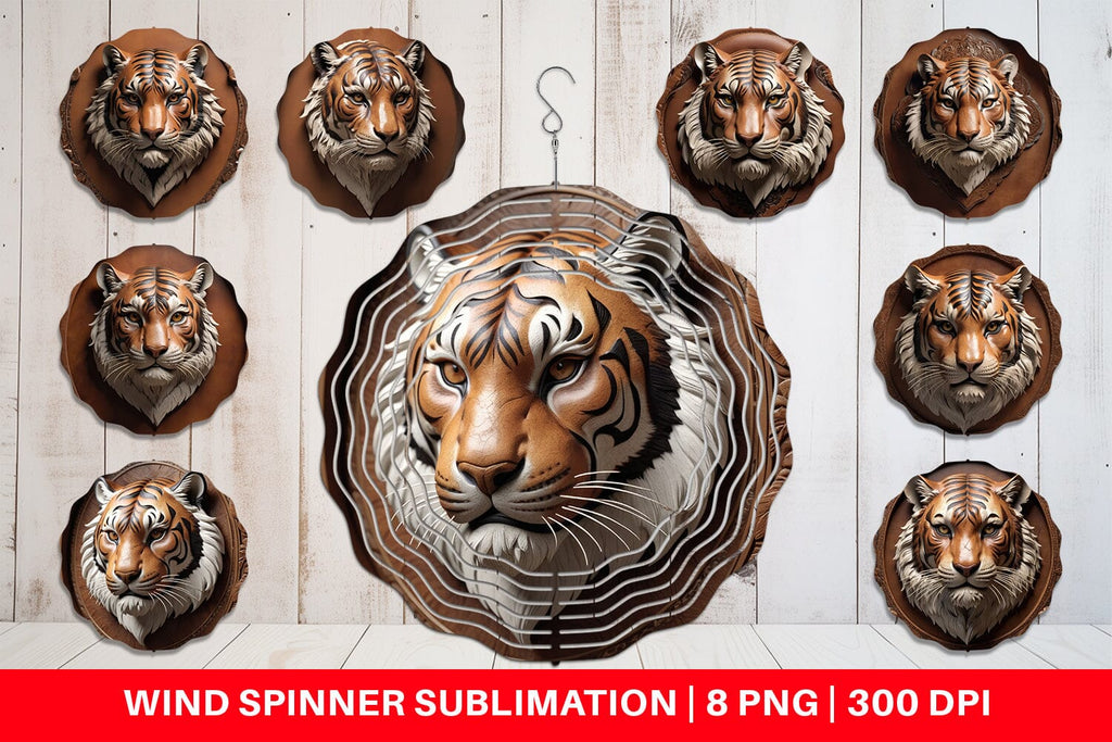 Wind Spinner 3D Carved Tiger - So Fontsy