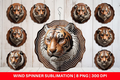 Wind Spinner 3D Carved Tiger Sublimation artnoy 