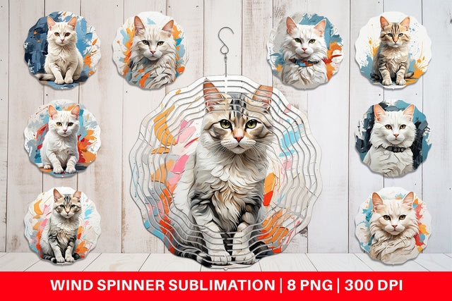 Wind Spinner 3D Cat Painting Sublimation artnoy 