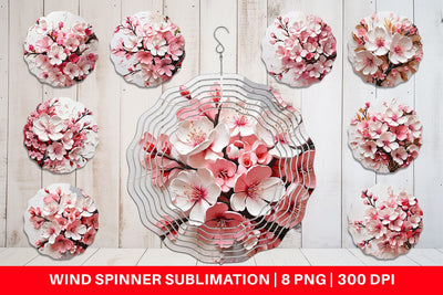 Wind Spinner 3D Cherry Blossom Sublimation artnoy 