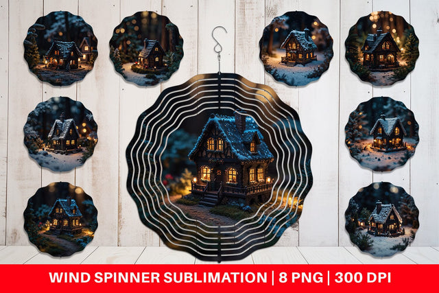 Wind Spinner 3D Christmas House Sublimation artnoy 