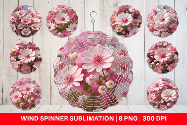 Wind Spinner 3D Cosmos Flowers Sublimation artnoy 