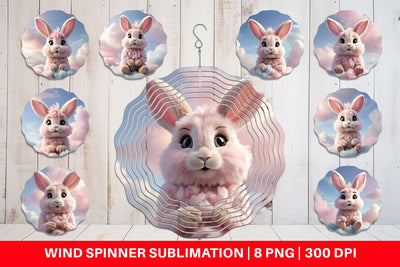 Wind Spinner 3D Cute Bunny Pastel Sublimation artnoy 