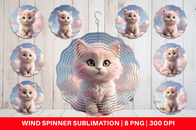 Wind Spinner 3D Cute Cat Pastel Sublimation artnoy 