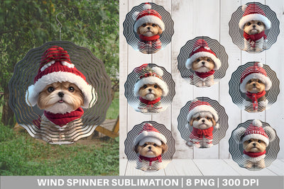 Wind Spinner 3D Cute Dog Christmas Sublimation artnoy 