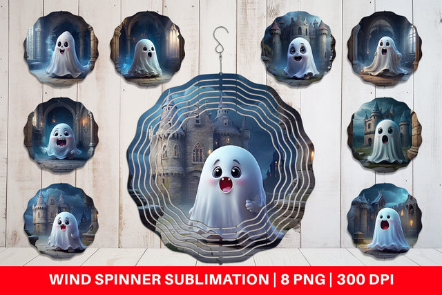 Wind Spinner 3D Cute Ghost Halloween Sublimation artnoy 