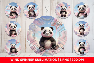 Wind Spinner 3D Cute Panda Pastel Sublimation artnoy 