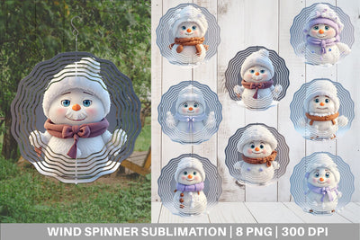 Wind Spinner 3D Cute Snowman Christmas Sublimation artnoy 
