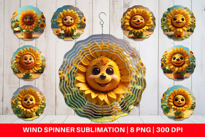 Wind Spinner 3D Cute Sunflowers Sublimation artnoy 
