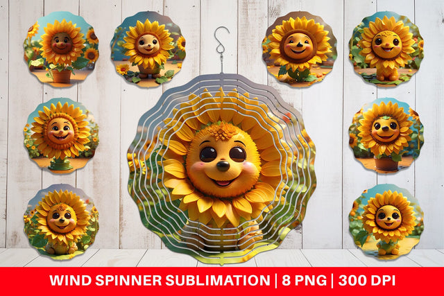 Wind Spinner 3D Cute Sunflowers Sublimation artnoy 