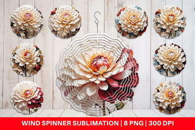 Wind Spinner 3D Dahlia Flower Sublimation artnoy 