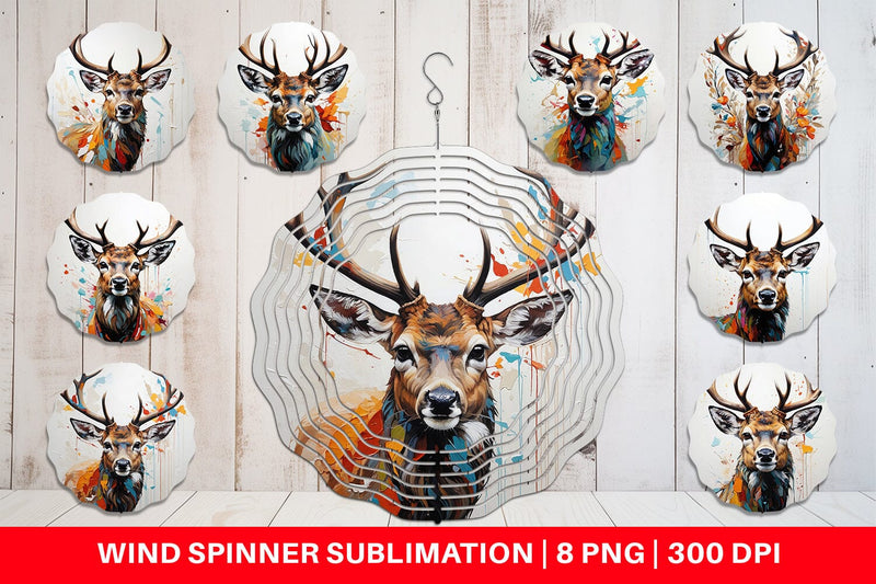 Wind Spinner 3D Deer Painting Sublimation artnoy 