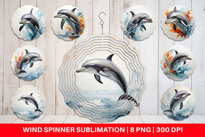 Wind Spinner 3D Dolphin Painting Sublimation artnoy 
