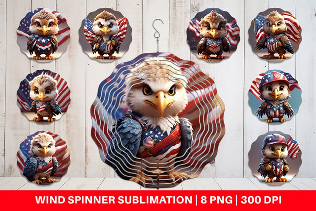Wind Spinner 3D Eagle 4th July Patriotic Sublimation artnoy 