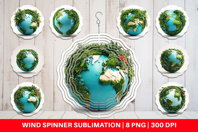 Wind Spinner 3D Earth Surrounded Plants Sublimation artnoy 