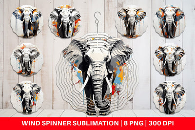 Wind Spinner 3D Elephant Painting Sublimation artnoy 