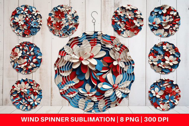 Wind Spinner 3D Flower 4th of July Sublimation artnoy 