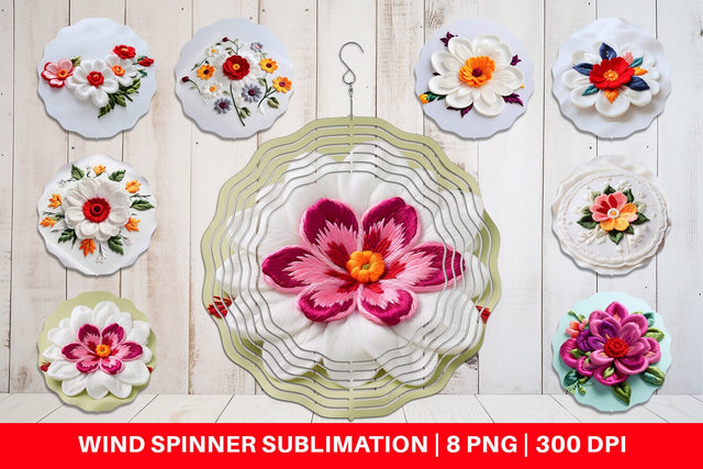 Wind Spinner 3D Flower Embroidered Sublimation artnoy 