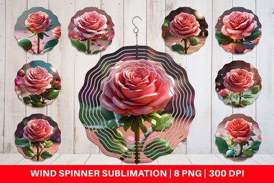 Wind Spinner 3D Flower Rose Sublimation artnoy 