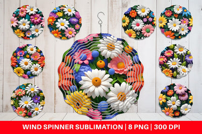 Wind Spinner 3D Flowers Colorful Sublimation artnoy 
