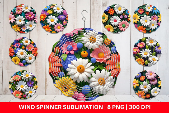 Wind Spinner 3D Flowers Colorful Sublimation artnoy 