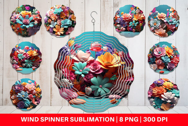 Wind Spinner 3D Flowers Pastel Color Sublimation artnoy 