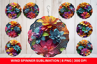 Wind Spinner 3D Flowers with Waterdrop Sublimation artnoy 