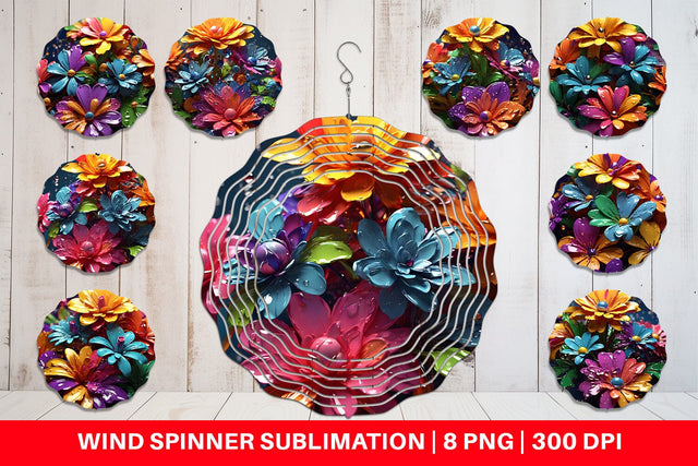 Wind Spinner 3D Flowers with Waterdrop Sublimation artnoy 
