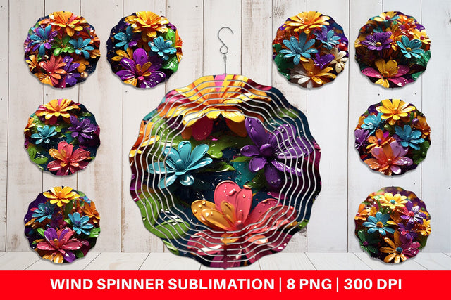 Wind Spinner 3D Flowers with Waterdrop Sublimation artnoy 