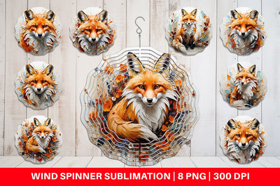 Wind Spinner 3D Fox Painting Sublimation artnoy 
