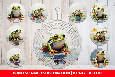 Wind Spinner 3D Frog Painting Sublimation artnoy 