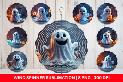 Wind Spinner 3D Ghost Halloween Sublimation artnoy 
